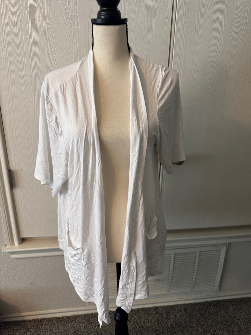 Lightweight Open-Front White Cardigan